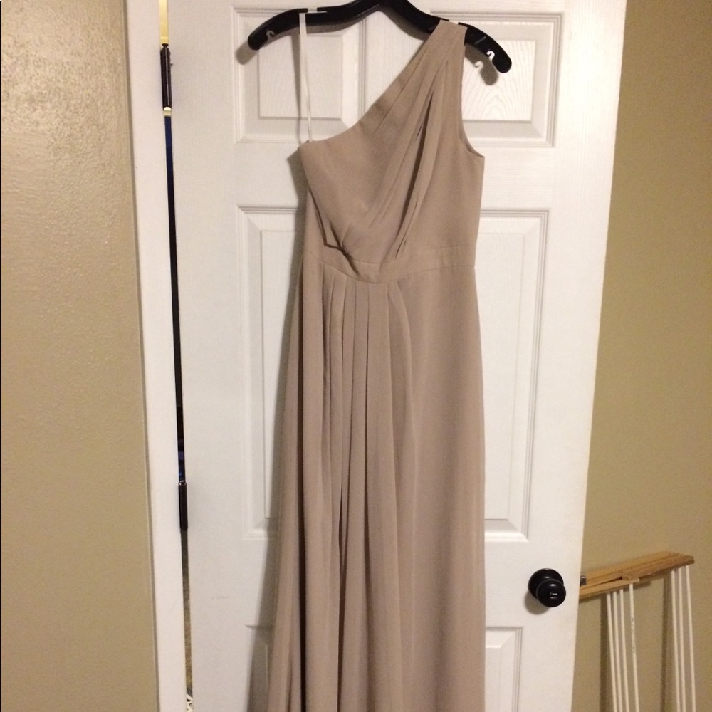 David’s Bridal One Shoulder Crinkle Chiffon Dress